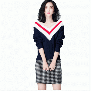 Προσαρμοσμένο 100% Merino Μαλλί Slash Λαιμός Knit Πουλόβερ Πουλόβερ