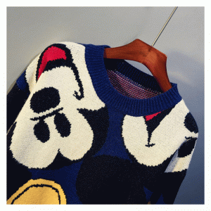 2019 Μακρύς χαριτωμένος Donald Duck Cartoon Pattern Jacquard Πάχος Χειμώνας Κυρίες Πουλόβερ πουλόβερ