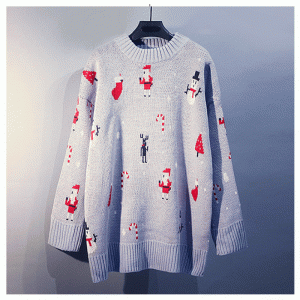 2019 Πουλόβερ ποπ Γυναικεία χειμερινή κορεατική έκδοση Loose Bottoming Χριστούγεννα κόκκινο πλεκτό πουλόβερ