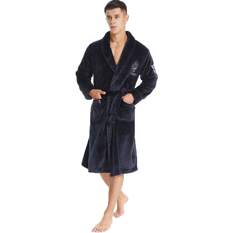Ανδρικά κέντημα πολυτελείας Flannel Fleece Robe