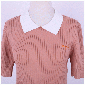 Γυναικεία Fit Polo λαιμό Dragonfly Κέντημα κοντό μανίκι Πουλόβερ πουλόβερ για επίσημη περίπτωση