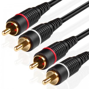 Dual RCA Plug M / M 2 καναλιών (Δεξιά και Αριστερά) Επικαλυμμένα Dual θωρακισμένα RCA σε RCA αρσενικό Connectors Μαύρο