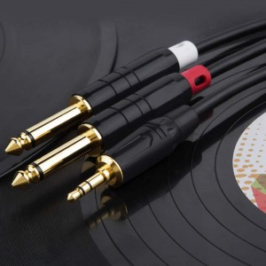 3.5mm 1/8 \"TRS σε 2 x 6.35mm 1/4\" TS μονοφωνικό καλώδιο splitter για iPhone, iPod, φορητό υπολογιστή, συσκευές αναπαραγωγής CD, ενισχυτή ισχύος, μίξερ, οικ...