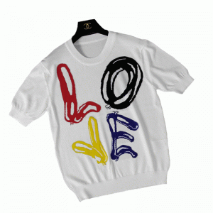 2018 Custom Jacquard ΑΓΑΠΗ Γραμματοκιβώτιο Κοντό μανίκι Καλοκαιρινό Πουλόβερ πουλόβερ