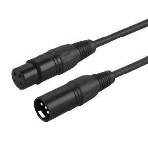 XLR αρσενικά σε XLR θηλυκά ισορροπημένα καλώδια 3 PIN Mic, μαύρο