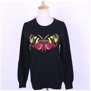 Προσαρμοσμένο ραμμένο πεταλούδα Patch Μάλλινο πλεκτό πουλόβερ Jumper για κυρίες