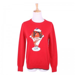 Προσαρμοσμένο σχέδιο παγωτό ζακέτα Jacquard 100% βαμβάκι πουλόβερ πουλόβερ των γυναικών