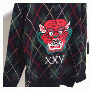 Ζεστό Δράκος Πρόσωπο Patchworks Χειμερινό Πάχος Computer Πλεκτά Πουλόβερ Πουλόβερ