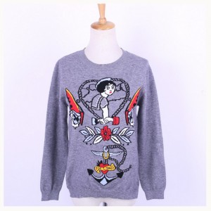 2018 άνοιξη πτώση γυναικών μάλλινο πλεκτό πουλόβερ ζακέτα Jacquard πουλόβερ