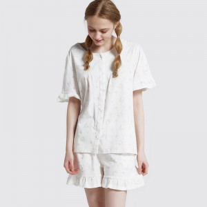 Γυναικεία τυπωμένη βαμβάκι-Spandex ενιαία Jersey Pajamas Σετ