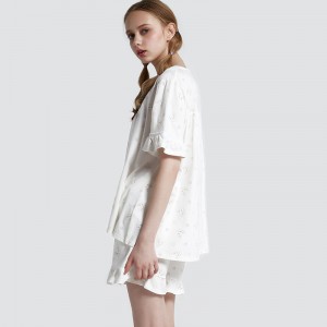 Γυναικεία τυπωμένη βαμβάκι-Spandex ενιαία Jersey Pajamas Σετ