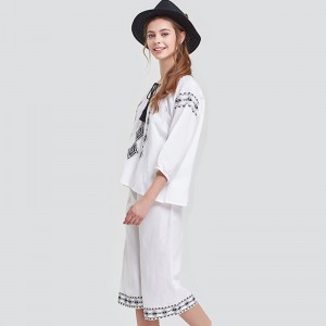 Γυναικεία τυπωμένη λινά πιτζάμες σετ