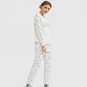 Γυναίκες Lovely Printed Κεντήματα Μοντέρνο Jersey Pajamas Set