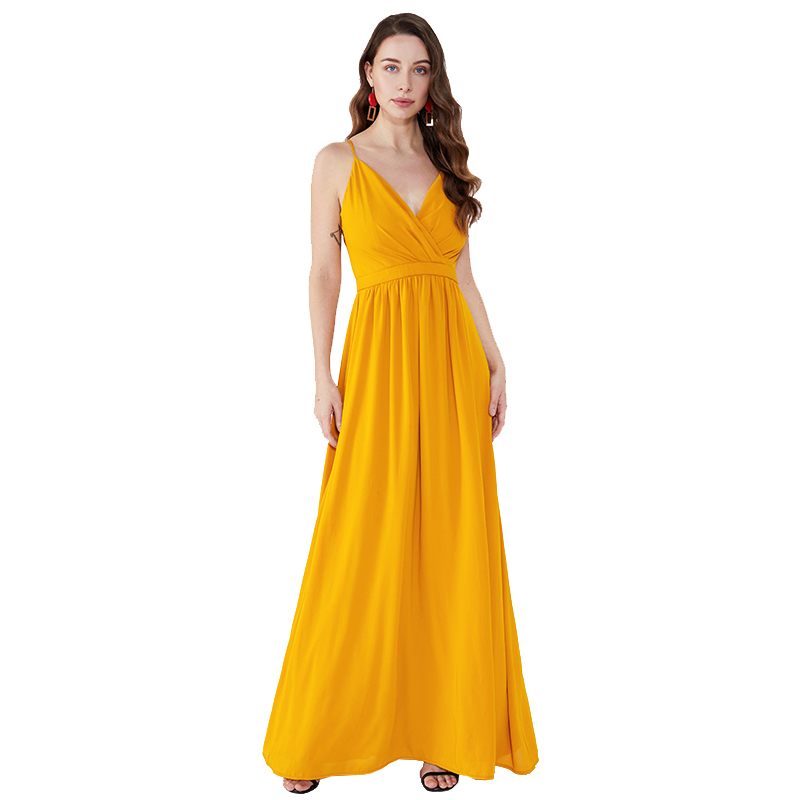 Πορτοκαλί Casual Γυναίκα Μέγεθος Φόρεμα Μακρύ Κόμμα Maxi Φόρεμα