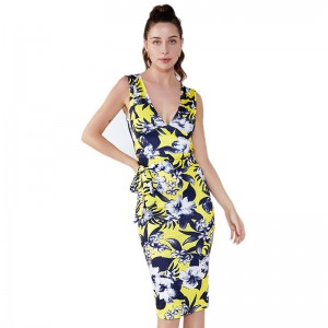 Καλοκαιρινές Κυρίες Polyester Off ώμο Vintage Φόρεμα Σχέδια Εικόνες Floral Εκτύπωση Γυναίκες Κόμμα Κόμμα Φόρεμα