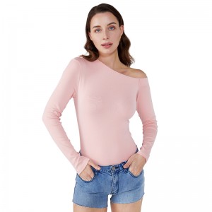 Ένας ώμος Vintage Chiffon Γυναικεία Tops Μπλούζα με μακρύ μανίκι JCGJ190315010