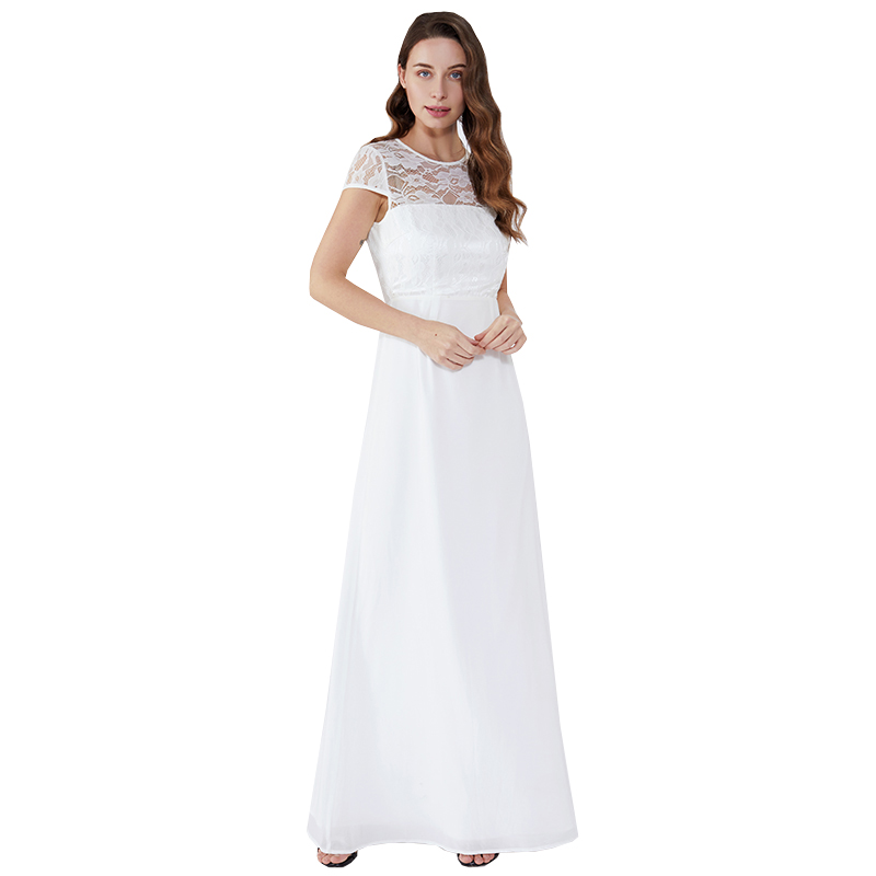 Διαρροή πίσω δαντέλα το βράδυ 2019 μακρύ φόρεμα γυναίκα Λευκό φόρεμα φόρεμα Maxi JCGJ190315079