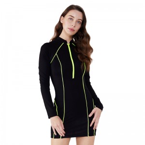 Εργοστάσιο OEM υψηλής ποιότητας Stripe μαύρο τυλίξτε Φτηνές φόρεμα επίδεσμο καλοκαίρι μαύρο φόρεμα Swing