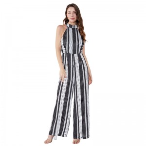 Streak εκτυπωμένο Halter Neck Plus μέγεθος Jumpsuit για τις λιπαρές γυναίκες JCGJ190315072