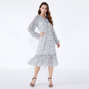 OEM Frock σχεδιασμό μακρύ μανίκι Maxi ζώων εκτύπωσης Plus μέγεθος ένδυσης για τις κυρίες