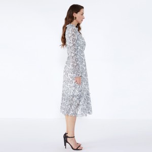 OEM Frock σχεδιασμό μακρύ μανίκι Maxi ζώων εκτύπωσης Plus μέγεθος ένδυσης για τις κυρίες