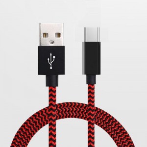 Tpye -C σε USB Stripe νάυλον καλώδιο δεδομένων