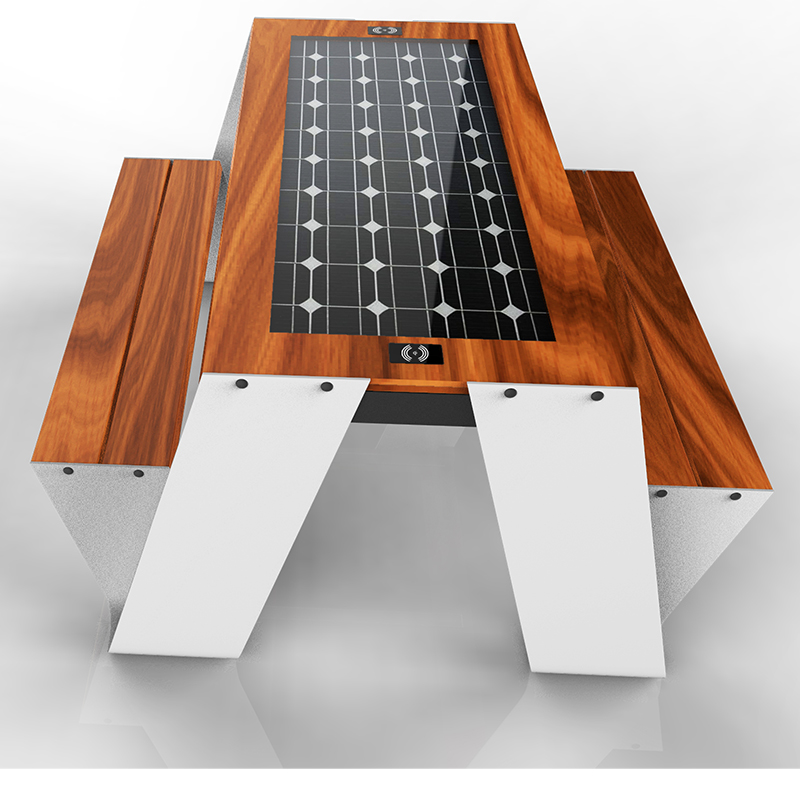 Νέα σχεδίαση υπαίθρια πικνίκ ηλιακά έπιπλα Smart Park Πίνακας Bench Set