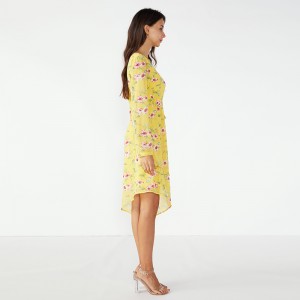 2019 Κίτρινο Ρετρό Καλοκαίρι Κορίτσια Fancy Γυναίκες Casual Φόρεμα