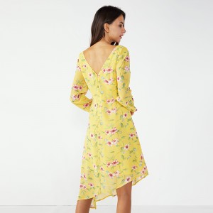 2019 Κίτρινο Ρετρό Καλοκαίρι Κορίτσια Fancy Γυναίκες Casual Φόρεμα