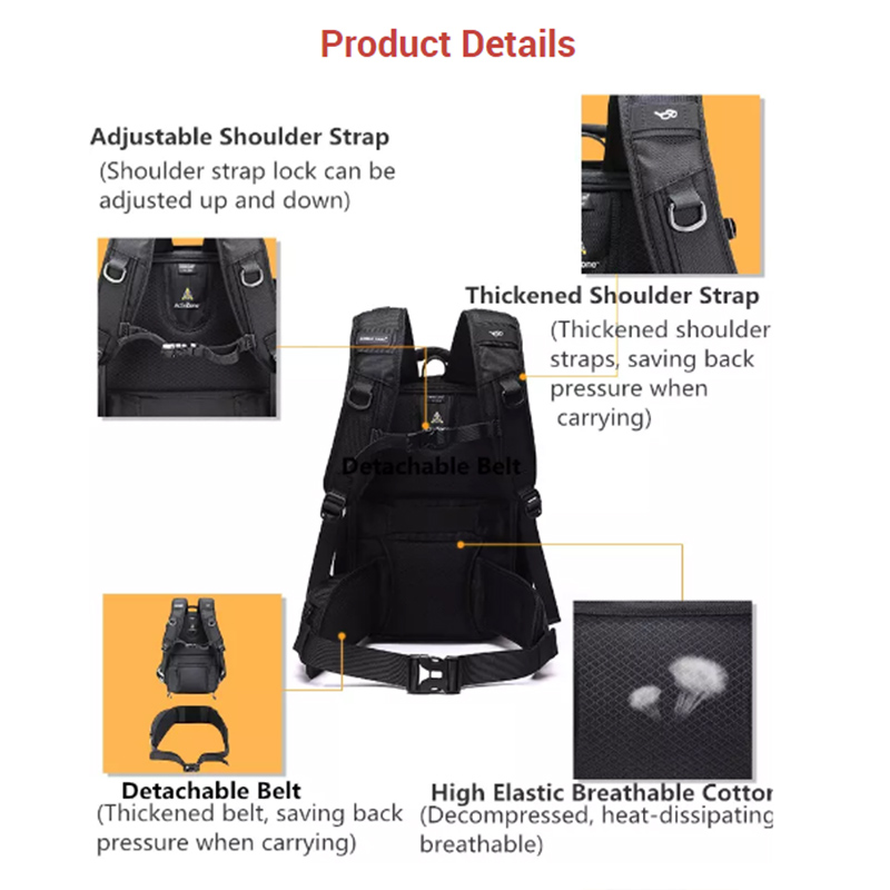 Diat TH550 Νέο Σχεδιασμένο μαύρο αδιάβροχο σακίδιο φωτογραφικής μηχανής DSLR για τρίποδα με μεγάλη χωρητικότητα για φορητούς υπολογιστές