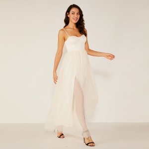 Oem υψηλής ποιότητας γυναικείες μακρύ λευκό καλοκαίρι Lace Fringe φόρεμα παράνυμφων νυφικό