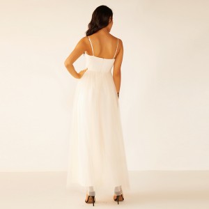 Oem υψηλής ποιότητας γυναικείες μακρύ λευκό καλοκαίρι Lace Fringe φόρεμα παράνυμφων νυφικό