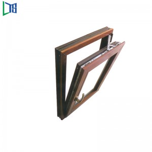 Εξαιρετικά υψηλής απόδοσης εξοικονόμηση ενέργειας περσίδες περσίδες διπλό τζάμια κλίση και γυρίστε ξύλινο παράθυρο αλουμινίου