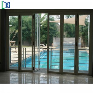Κίνα Εργοστάσιο Παραγωγή κράμα αλουμινίου Bi-πτυσσόμενες πόρτες με μεντεσέδες διπλών πτυσσόμενες πόρτα για εμπορική κτίριο