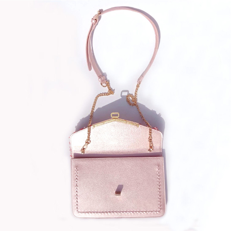HD0823 - Ροζ ράβδος υφαντά και PU δέρμα γυναικών μόδας Crossbody τσάντα