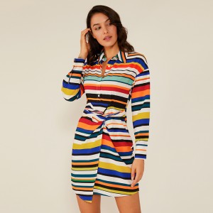 Oem Ενδυμασία Το Νέο Μείγμα Χρώμα Μακρύ Μανικιούρ Casual Boho Φόρεμα Μόδα Καλοκαιρινά Φορέματα Γυναίκες