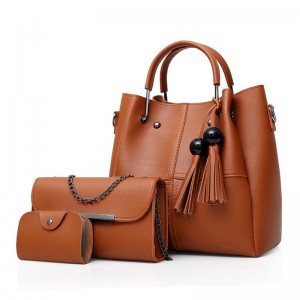 HD0827--3 PCS Σετ γυναικών PU δέρμα Tote PU Δερμάτινη φορητή τσάντα PU δερμάτινο πορτοφόλι κέρματος