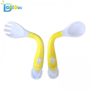 Amazon Hot Sale Παιδικές τροφές Προμήθειες Εκπαίδευση Πιρούνι και κουτάλι Καμπύλη Λαβή Κουτάλια και Πιρούνια παιδιών Είδη ταξιδίου για...