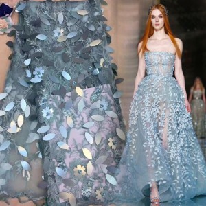 Φτηνές sequin και beaded ύφασμα για την Ασία ρούχα νυφικό