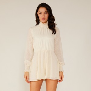 Καλοκαίρι Κυρίες μόδα σιφόν Halter Λευκή δαντέλα σύντομο φόρεμα