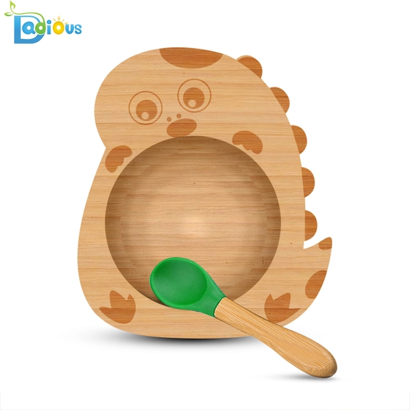 Νέα προϊόντα Μπαμπού Συσκευή Διατροφής Παιδικές πλάκες και μπολ Ανθεκτική μπαμπού πλάκα αναρρόφησης Διαχωρισμένο ξύλινο πλάκα μωρού