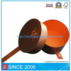 Πολυτελές στρογγυλό κουτί σοκολάτας με κλείσιμο με κορδέλα