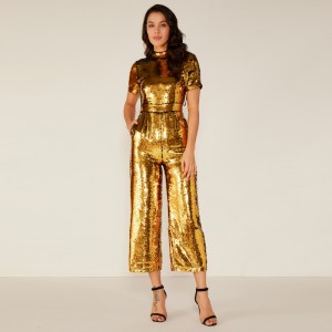 Γυναίκα Sexy Sparkle Glitter Reflective Jumpsuit Τελευταίο Σχεδιασμός