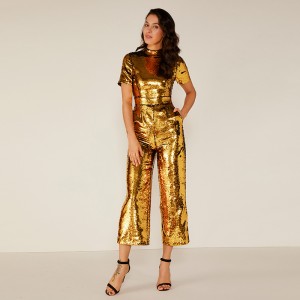 Γυναίκα Sexy Sparkle Glitter Reflective Jumpsuit Τελευταίο Σχεδιασμός