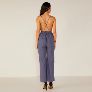 Καλοκαιρινό Club Prom Λάστιχο Deep V Halter Sexy Jumpsuit