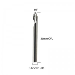 Σπειροειδές 60 βαθμού V Εργαλείο χάραξης χαλύβδινων πλακών με μύτη κοπής CNC 1/8 ίντσας για αλουμίνιο MDF σκληρού ξύλου χαλκού 5PCS