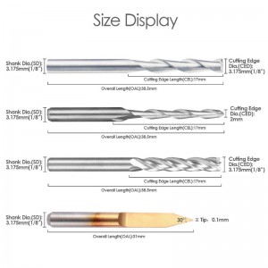 Σετ εργαλείων κοπής κοπής CNC (4 τύπων, 10 τεμαχίων ανά τεμάχιο) Συμπεριλαμβανομένου του μύλου ακροδεκτών μύτης με επίπεδη μύτη / σφα...