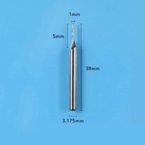 Carbide Φρεζάρισμα Bits, Διπλά φλάτζες Σπειροειδής καρβιδίου επίπεδη μύτη άκρη μύλο CNC δρομέα Bit 1mm κοπής Dia.