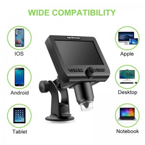 Ασύρματο ψηφιακό μικροσκόπιο 1000x Μεγέθυνση με οθόνη 4,3 ιντσών 8 Led Φώτα για iPhone Κιτ φοιτητών και ενηλίκων