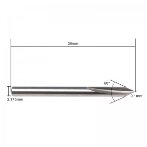 60 βαθμοί V Bit, EnPoint Μέταλλο Χαρακτική Bit Βαρύ Carbide Σκληρή άκρη Κωνικό σχήμα CNC Χαρακτική Bit με 2-φλάουτο 1/8 \"3.175mm Στέλεχος 0.1mm Σήμανση ση...